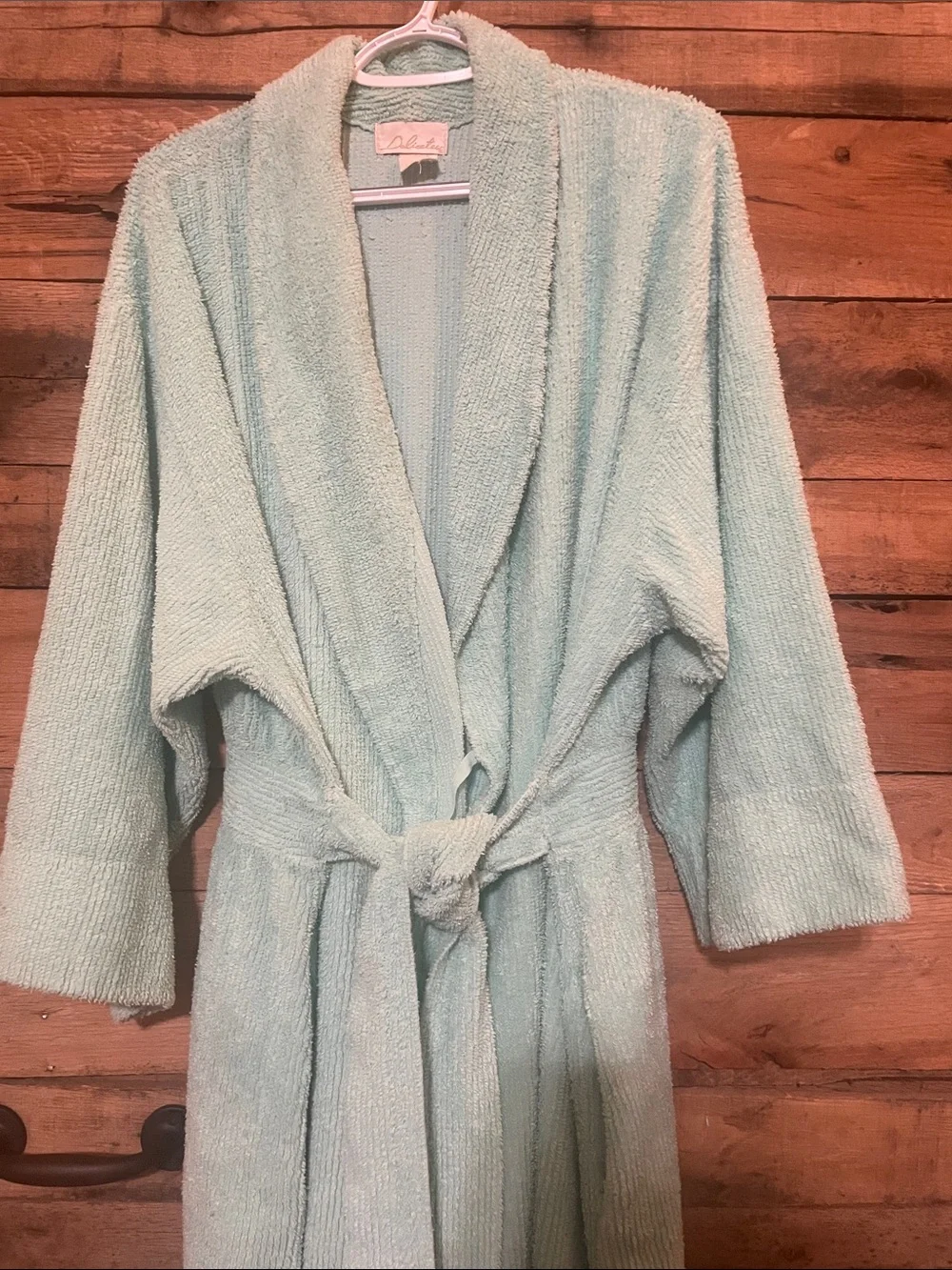 Vintage** delicates Minty Aqua Plush Bathrobe with Belt